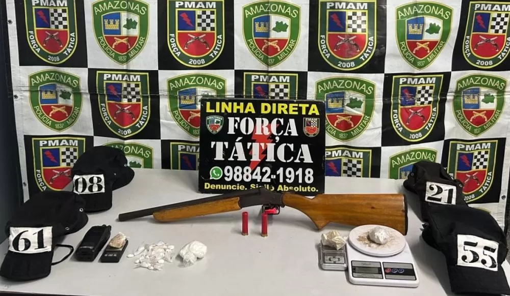 Polícia Militar do Amazonas prende quatro pessoas e apreende quatro armas, em Manaus e Beruri