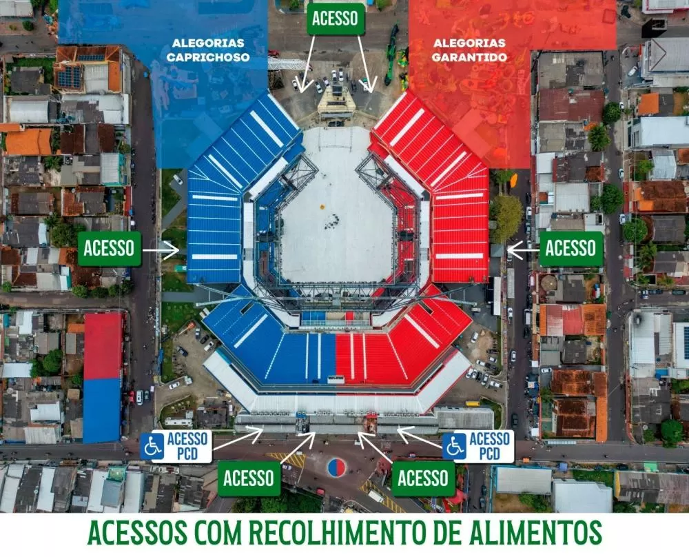 Festival de Parintins 2025: Festa dos Visitantes terá seis pontos de coleta de alimentos para entrada no Bumbódromo