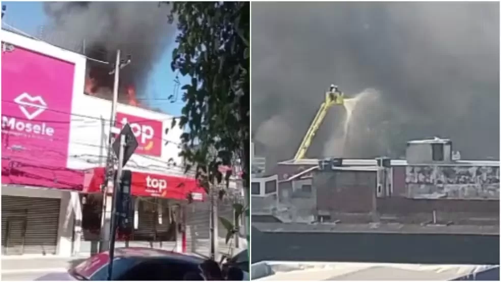 Incêndio de grandes proporções atinge loja de móveis no Centro de Fortaleza
